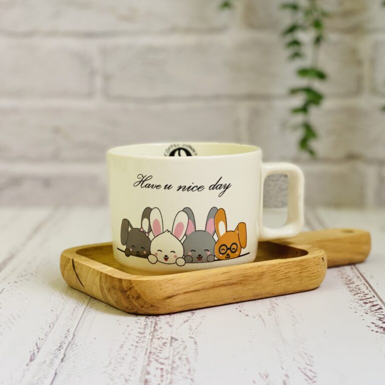 ماگ سرامیکی عروسکی طرح خرگوش عینکی و دوستان