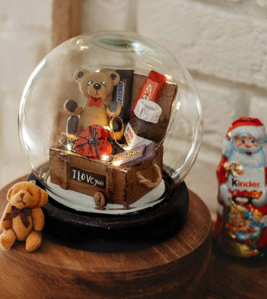 گوی دکوری طرح جعبه خرس ولنتاین